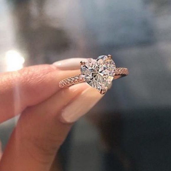 NEW 925 STERLING SILVER RING DIAMOND RING HEART RING - Picture 5 of 5